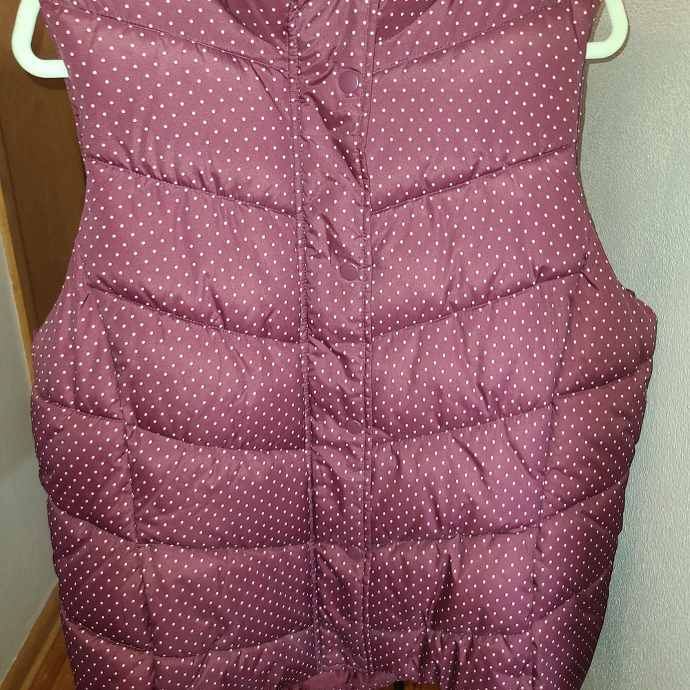 GAP Dusty Rose Polka Dot Quilted Puffer Vest